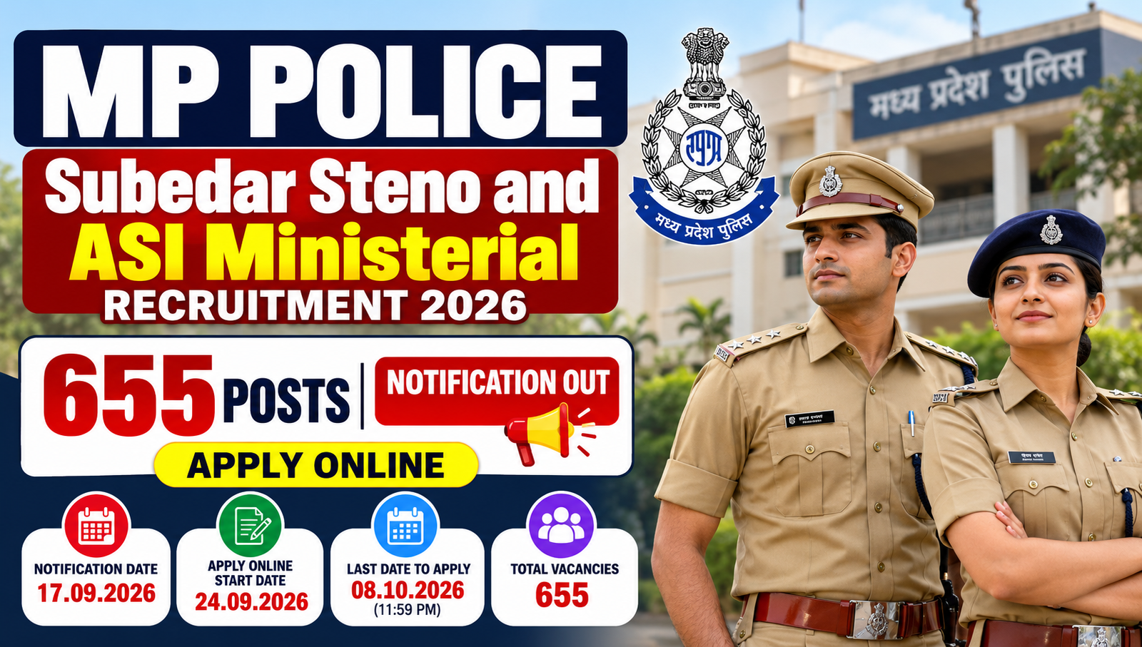 MP Police Subedar Steno and ASI Ministerial Recruitment 2026